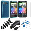 BasAcc Blue Case/ LCD Protector/ Headset/ Wrap/ Charger for HTC Desire
