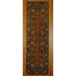 Indo Hand-tufted Mahal Rust/ Brown Wool Rug (2'4 x 7'8)