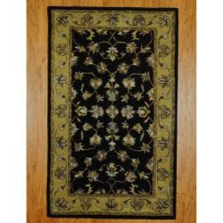 Indo Hand-tufted Mahal Black/ Gold Wool Rug (3' x 5')