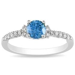 Miadora 14k Gold 3/4ct TDW Blue and White Diamond Solitaire Ring