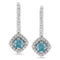 14k White Gold 1/2ct TDW Blue and White Diamond Hoop Earrings (G-H, I1-I2)