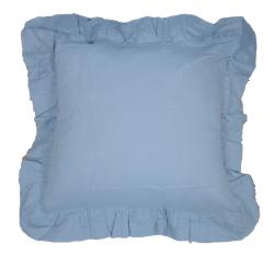 Light Blue Linen Ruffled Euro Sham