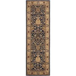 Handmade Mahal Blue/ Gold New Zealand Wool Rug (2'6 x 8')