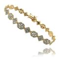 14k Gold over Silver Diamond Accent Geometric Filigree Bracelet