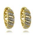 14k Gold over Silver Diamond Accent Stripe Hoop Earrings