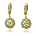 14k Gold over Silver Diamond Accent Flower Dangle Earrings