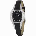 Ebel Women's 'Moonchic' Black Diamond Dial Black Satin Strap Watch