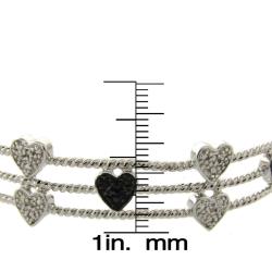 Sterling Silver 1/4ct TDW Black and White Diamond Heart Bracelet (I-J, I2-I3)