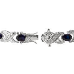 Silver Lab-created Sapphire and 1/4ct TDW Diamond Bracelet (J-K, I3)