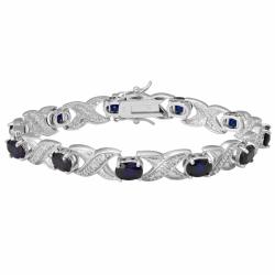 Silver Lab-created Sapphire and 1/4ct TDW Diamond Bracelet (J-K, I3)