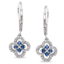 Miadora10k White Gold 1/2ct TDW Blue and White Diamond Dangle Earrings (G-H,I1-2)