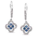 Miadora10k White Gold 1/2ct TDW Blue and White Diamond Earrings (G-H,I1-2)