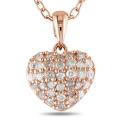 Pink Silver 1/4ct TDW Diamond Heart Necklace (G-H, I3)
