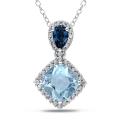 Sterling Silver Topaz 1/6ct TDW Diamond Necklace (G-H, I2-I3)