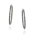 Glitzy Rocks Sterling Silver Black Spinel Hoop Earrings (1 1/3ct TGW)