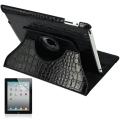 Premium Apple iPad 2 Black Croc Leather Case/ Screen Protector