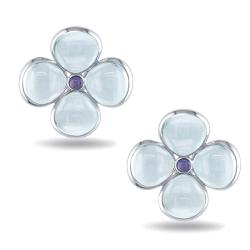 14k White Gold Multi-colored Gemstone Stud Earrings