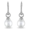 14k White Gold 1 3/5ct TDW Diamond and South Sea Pearl Earrings (G-H, SI1-SI2)