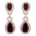 18k Pink Gold Rhodolite and 1 5/8ct TDW Diamond Earrings (G-H, SI2)
