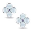 14k White Gold Multi-colored Gemstone Stud Earrings