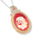 Michael Valitutti Two-tone Carved Red Amber and Garnet Necklace