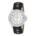 Vernier Women's V11104BK Round Crystal Clear Bezel Quartz Watch