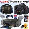 Canon EOS Rebel T3I 18MP DSLR Camera/ 18-55 IS II Lens/ Pro 9000 Mark II Printer Kit