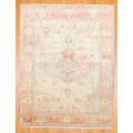 Indo Hand-knotted Heriz Ivory/ Peach Wool Rug (7'9 x 9'11)