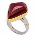 De Buman 18k Yellow Gold and Sterling Silver Ruby Ring