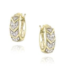 DB Designs 18k Yellow Gold over Silver Diamond Accent Chevron Hoop Earrings