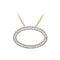 18k Yellow Gold over Sterling Silver Diamond Accent Oval Necklace