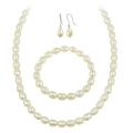 Stonique Creations White Freshwater Pearl Jewelry Set (8-9 mm)