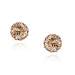 Icz Stonez Gold over Silver Champagne Cubic Zirconia Stud Earrings (2 4/5ct TGW)