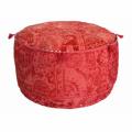 Handmade Casual Living Indian Round Red Pouf
