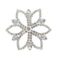 Roman Silvertone Crystal Pave Flower Brooch