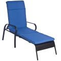 Ali Patio Outdoor Smooth Edge Blue Chaise Lounge Chair Cushion