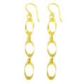 14k Yellow Gold Geometric Oval Dangle Earrings