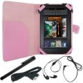 Deluxe Amazon Kindle Fire Pink Leather Case/ USB Cable/ Stylus/ Earphones