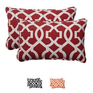 Pillow Perfect Red Outdoor New Geo Corded Rectangular Throw Pillow (Set of 2)