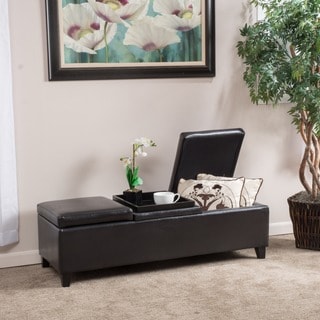 ( ._.) Christopher Knight Home Harold Espresso Leather Storage Ottoman