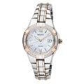 SEIKO Women's Solar Mother-Of-Pearl Two-Tone Diamond Watch