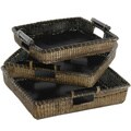 Set of Three Rattan Square Tote with Pole Handles Set (China)