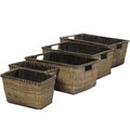 Set of Four Antique Finish Rattan Space Saver Storage Set (China)