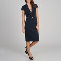 Signature by Larry Levine Women's Navy Peplum Skirt Suit
