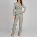 Signature by Larry Levine Women's Sage Ruffled Jacket Pant Suit