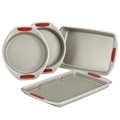 KitchenAid Gourmet Bakeware 5-Piece Bakeware Set with Silicone Red Grips
