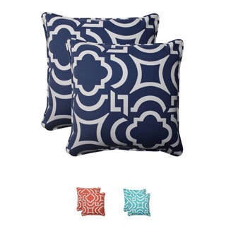 Pillow Perfect Navy Outdoor Carmody Corded 18.5-inch Throw Pillow (Set of 2)