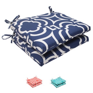 Pillow Perfect Navy Outdoor Carmody Squared Seat Cushion (Set of 2)