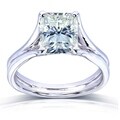 14k Gold Radiant-cut Moissanite Solitaire Split Shank Ring