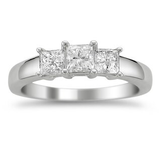 Platinum 1ct TDW Princess-cut Diamond 3-stone Ring (G-H, VS1-VS2)